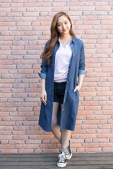 Amazon アズールバイマウジー Azul By Moussy Azul By Moussy テンセルデニムマキシ長袖シャツop S Non Wash ワンピース チュニック 通販