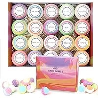 Fafamara Set of 20 Bath Bomb Gift Set, Organic Bubble Bath Bombs,Safe Handmade Scented with All Natural Essential Oils, Spa B