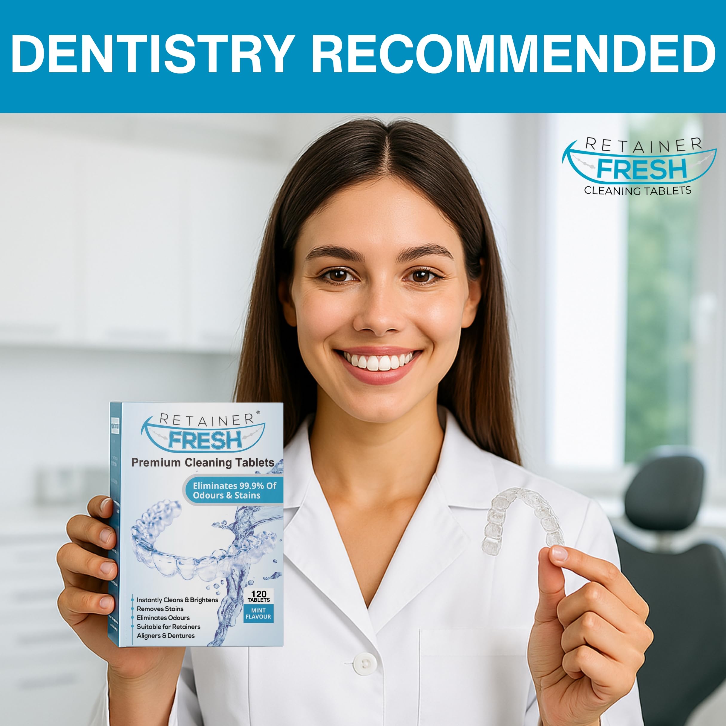 Retainer Cleaner Tablets - 120 Tablets 4 Month Retainer Fresh - Retainer Cleaning Tablets, Mouth Guard Cleaner, Denture Cleaner, Aligner Cleaner, Brite Retainer Tablets