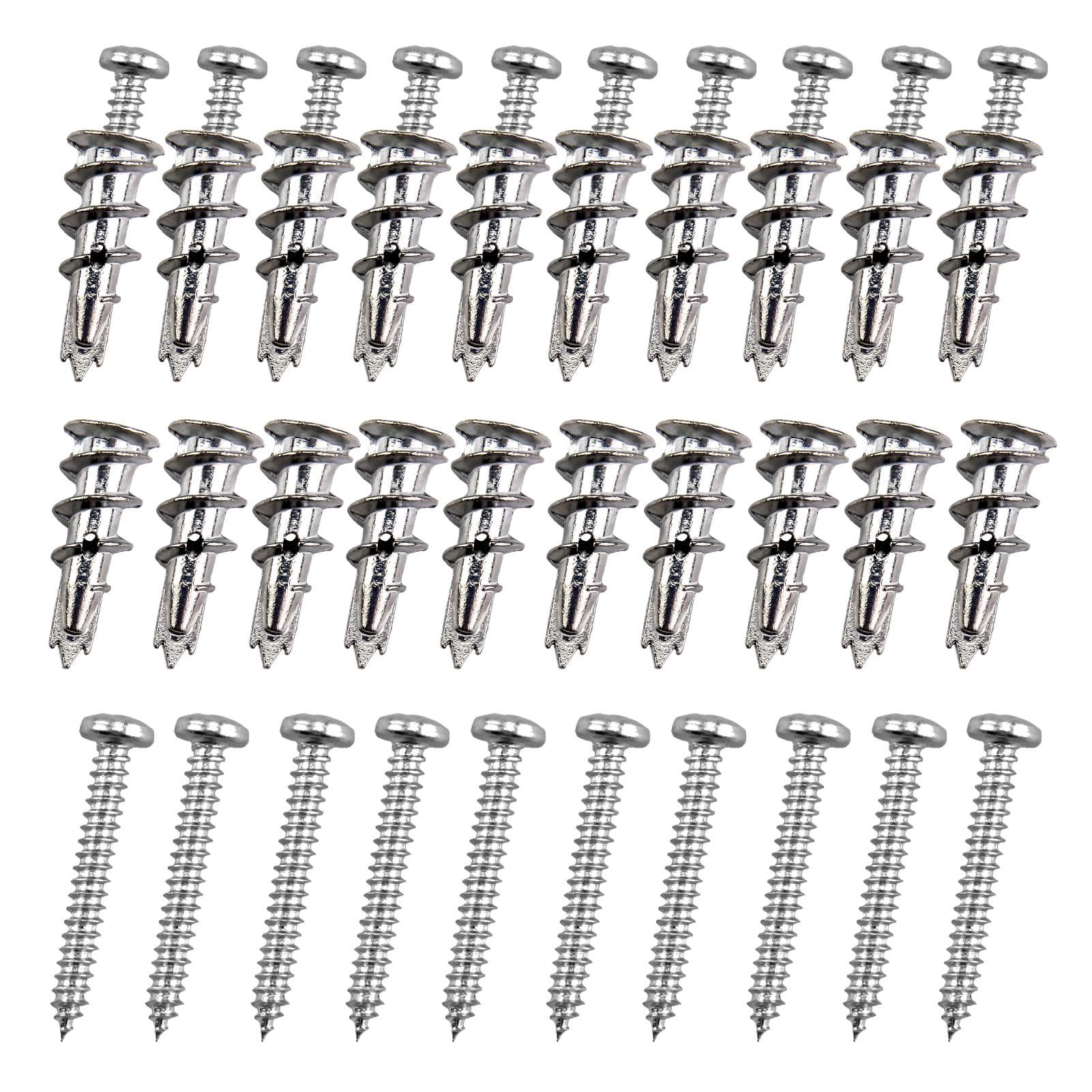 20 Pcs Plasterboard Fixings Heavy Duty, Plasterboard Fixings Dry Wall Anchor, Superior Tight Grip & Strong Hold, Self Drill Drywall Fixings Set for Composite Boards Stone Concrete Ceiling