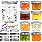 Mini Mason Jars, 8 Pack 4oz Glass Mason Jar with Regular Lids, Small Canning Jar, Ideal for Jelly, Jam, Honey, Dessert, Spice