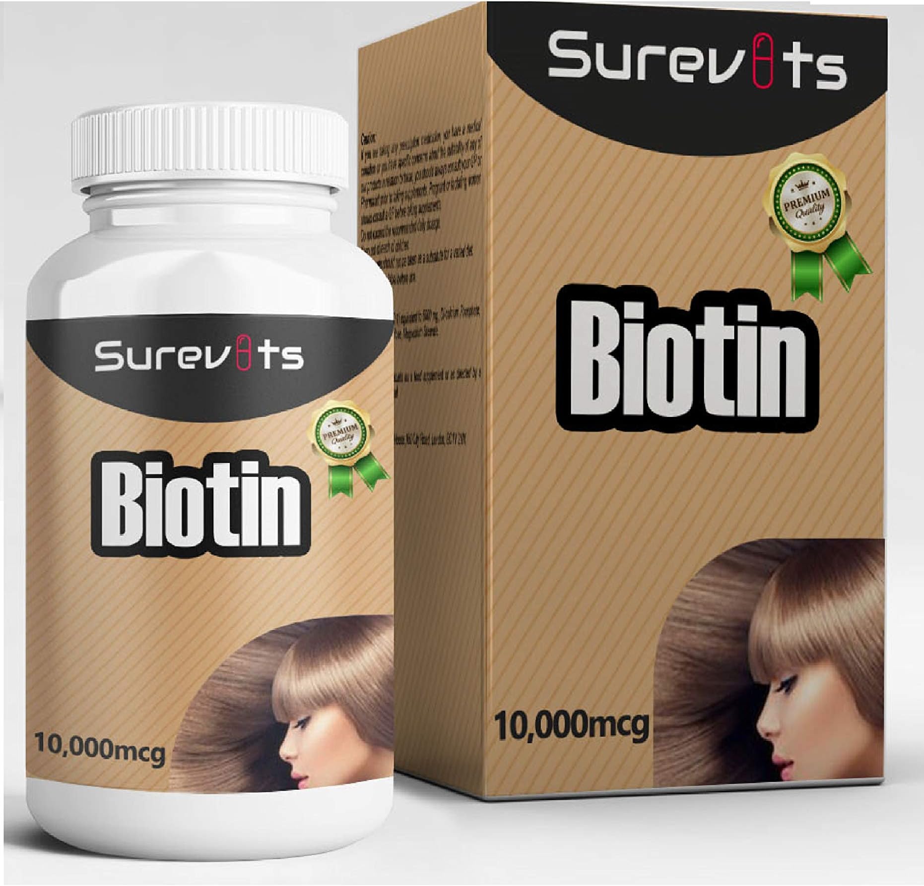 Biotin 10,000mcg, 360 Tablets (1 Years Supply) Hair, Nails Growth Supplement. GMP Made
