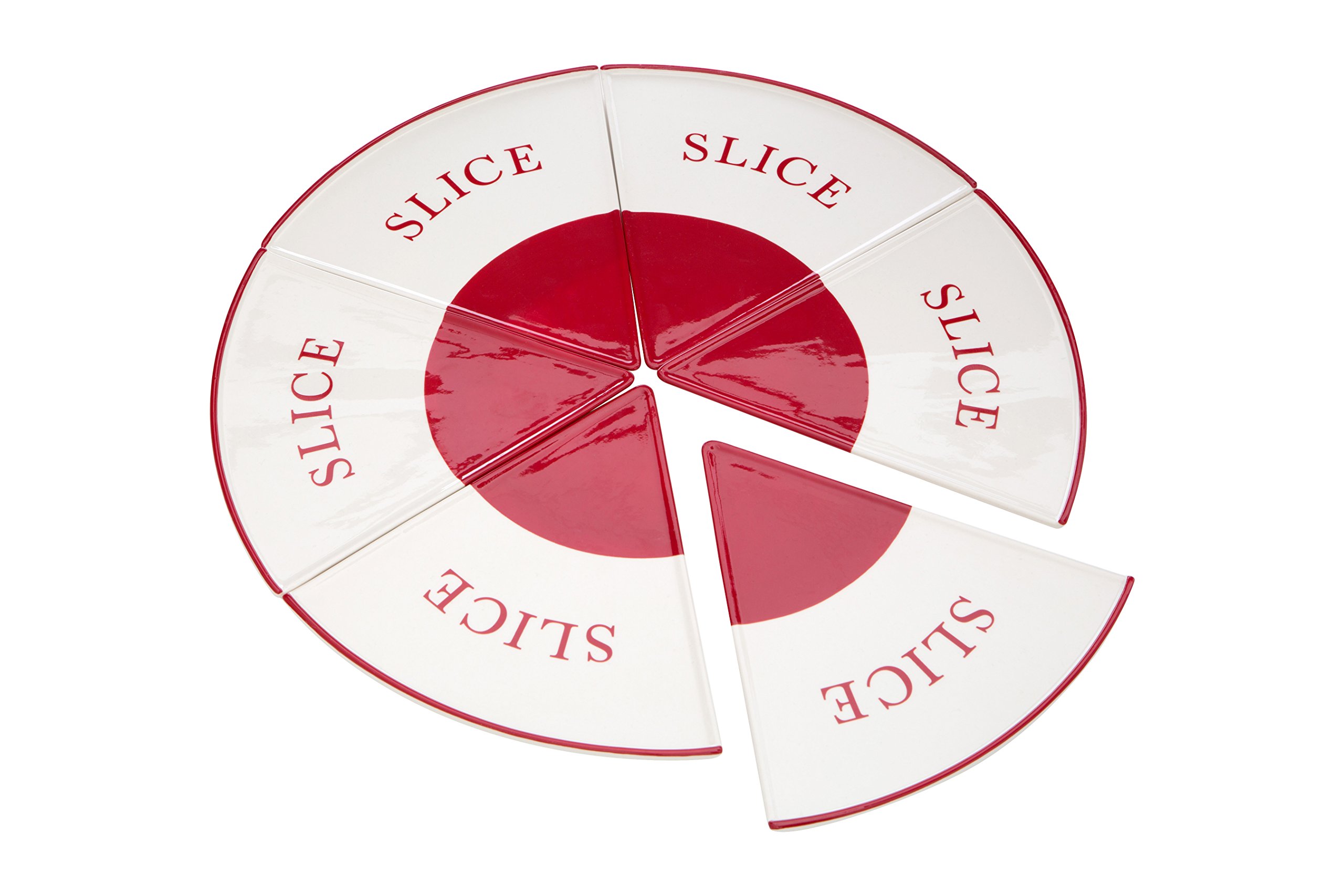 Premier Housewares Hollywood Pizza Slice Plates, Red/Cream, 6-Piece