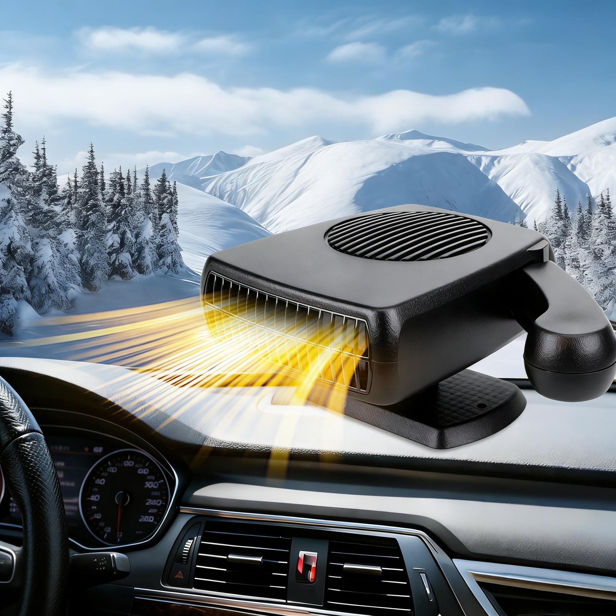 Photo 1 of 12V Car Heater, Portable Car Heater 200W 2 in 1 Portable Car Windshield Defogger Car Defrost Defogger That Plugs Into Cigarette Lighter?Black?