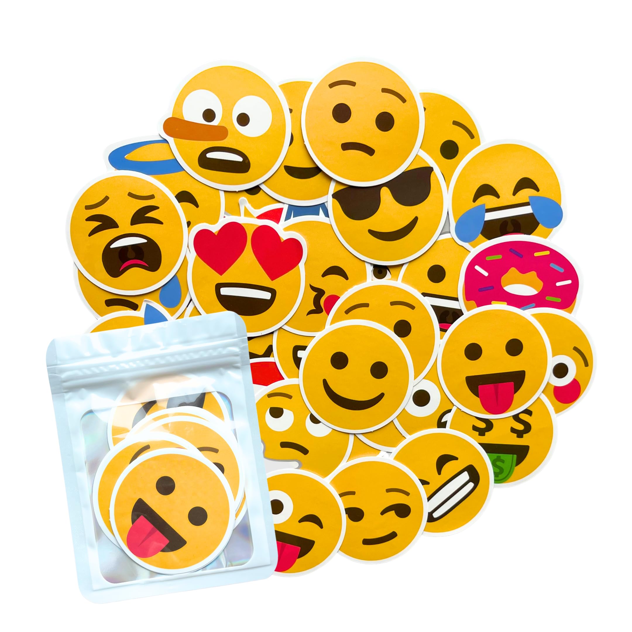 HNTR® Emotion Stickers | 50 Large Yellow Smiley Face Stickers | Fun & Expressive Sticker Pack for Journals & Laptops — image 1