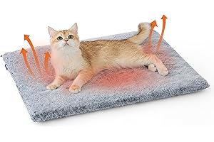 Bedsure Self Warming Cat Bed, Extra Warm Self Heating Pad for Cats & Dogs, Anti-Slip Small Thermal Pet Mat Indoor with Removable Washable Cover, Not Electric, 24" x 18",Grey
