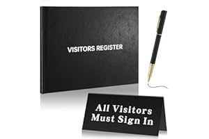 Affrolling 3 Pcs Visitor Log Book Set,120 Pages 8 7/8" x 7" Visitors Register Book Visitors Must Sign in Desk Sign, Black Pens for Office Visiting, Wedding Reception and Events Reception Supplies