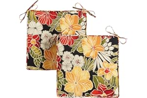 Greendale Home Fashions Outdoor 18-inch Square Reversible Seat Cushion with Ties, 2-Pack, Aloha 2 Count