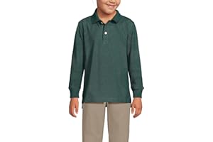 Lands' End School Uniform Kids Long Sleeve Mesh Polo Shirt