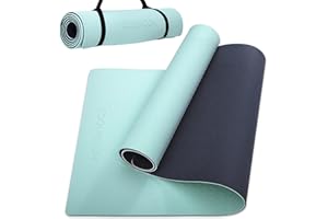 COOLMOON 1/4 Inch Extra Thick Yoga Mat Double-Sided Non Slip,Yoga Mat For Women and Men,Fitness Mats With Carrying Strap,Eco Friendly TPE Yoga Mat, Pilates And Exercises Mat