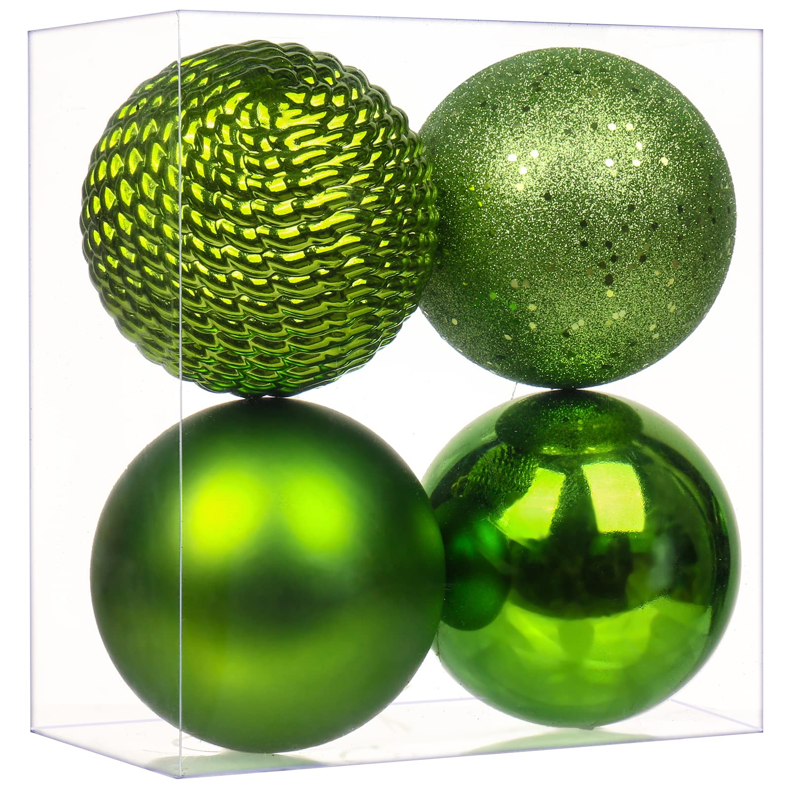 Briful 12CM Large Christmas Baubles, 4 PCS 4.7" Xmas Tree Decorations Green Christmas Bauble Decorations Hanging Ornaments for Home Festival Decor
