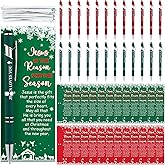 Tenceur 24 Set Christian Ballpoint Pens with Cards Jesus Religious Pen with Christmas Inspirational Cards for Christmas Teacher Women Men Colleague Coworker Office Favors
