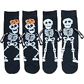 ShumKwin 2 Pairs Halloween Holding Hands Socks Ghost Spooky Couple Socks for Men Women Novelty Funny Sock for Halloween Adult Gifts (B)