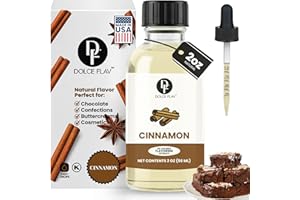 Dolce Flav Natural Cinnamon Extract – 2 Ounce Oil-Soluble Kosher, Sugar-Free, Concentrated Spice Flavor for Candy, Chocolates & Desserts, Includes Measured Dropper