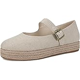 SOVANYOU Espadrilles for Women Flat Platform Mary Jane Espadrilles for Women Comfortable Casual Ballet Flats