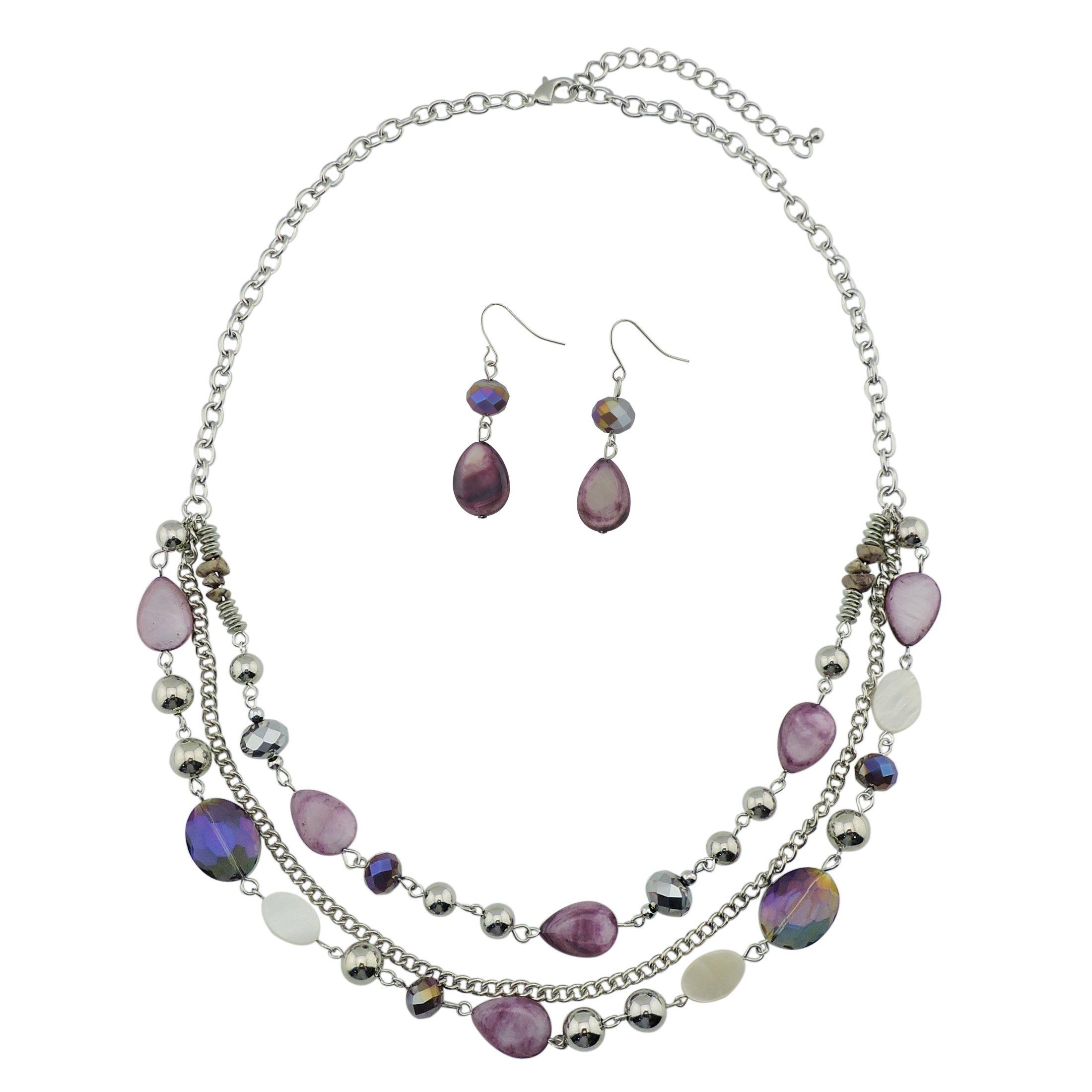 BOCAR Multilayer Colored Glaze Shell Beads Women Chain Necklace (NK-10060-purple)
