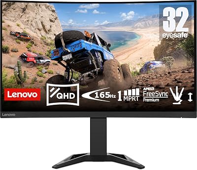 Lenovo G32qc-30 32 Inch Gaming Monitor WQHD 165Hz 0.5ms AMD FreeSync VA PS Xbox