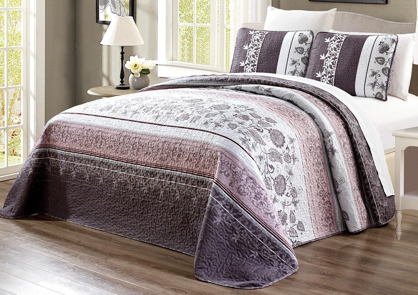 3Piece Oversize (100" X 95") Fine Printed Prewashed Quilt