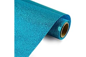 KISSWILL Heat Transfer Vinyl Glitter, 10 Inches by 6 Feet Glitter HTV Vinyl Rolls for T-Shirts (Aqua Blue, 10 Inch x 6 Feet)
