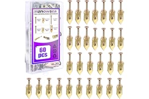 MZNOWSEA 60 Pcs Self Drilling Drywall Anchors 3 Sizes Screw Anchors Kit, No Drill and Holes in Wall, for Gypsum wallboard, Dry Wall, for Hang Wall Lights, Picture Frames, Curtains, Clocks