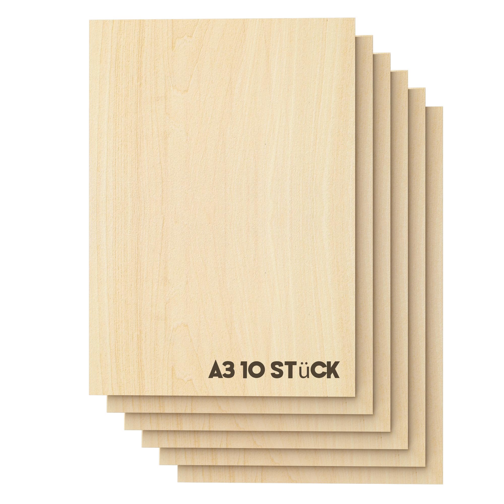 Tocome 10 pcs A3 Basswood Plywood 420 x 297 x 3mm Laserable 3mm Basswood Plywood Sheet Laser Wood