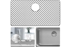 Sink Protectors for Kitchen Sink - Large 28.4"x 15" with Rear Drain Hole Heat Resistant Easy Clean Non-Slip Silicone Kitchens