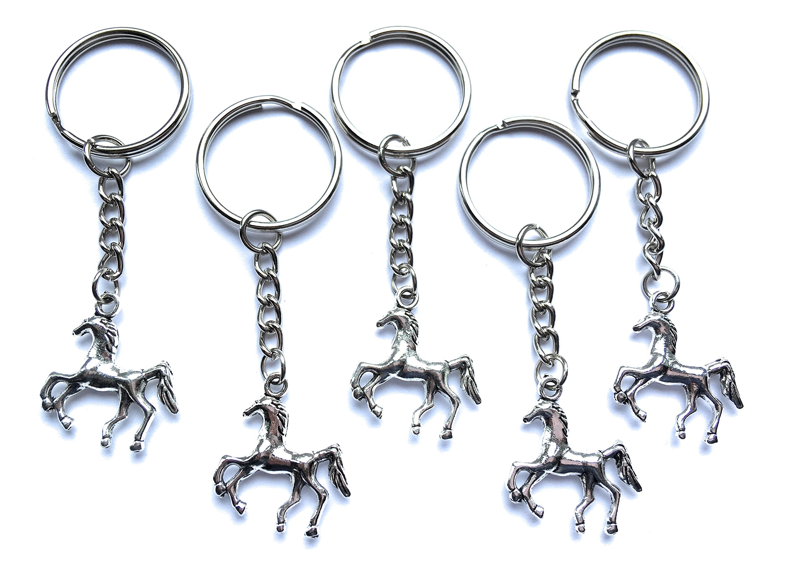 FizzyButton Gifts Set of 5 Horse Pony keyrings for Birthday Party Bags