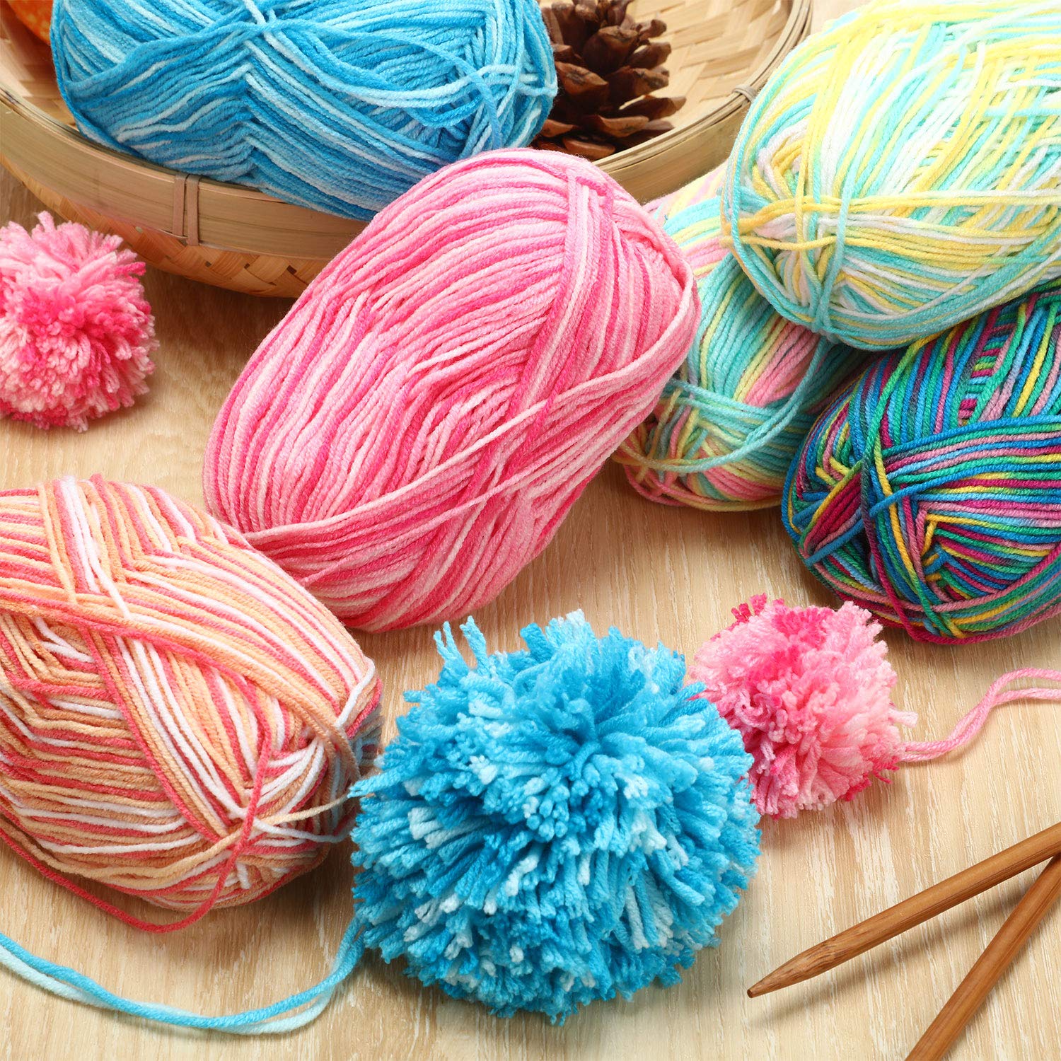 WILLBOND 6 Pieces 50g Crochet Yarn Multi-Colored Acrylic Cotton Blend Knitting Hand Knitting Weaving Yarn