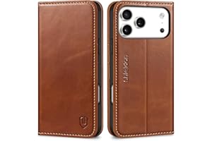 SHIELDON Genuine Leather Wallet Case for iPhone 17 Pro Max 6.9-inch 2025 | Flip | Magnetic Cover | RFID Blocking Credit Card Holder | Kickstand | Shock-Absorbent Case | Retro Brown