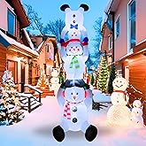 PTS 10FT Inflatable Snowman Family Tower Outdoor Decoration, Christmas Blow Up Yard Decorations, Built-in LED Lights Inflatables Xmas Holiday Funny Decor for Indoor Lawn Garden