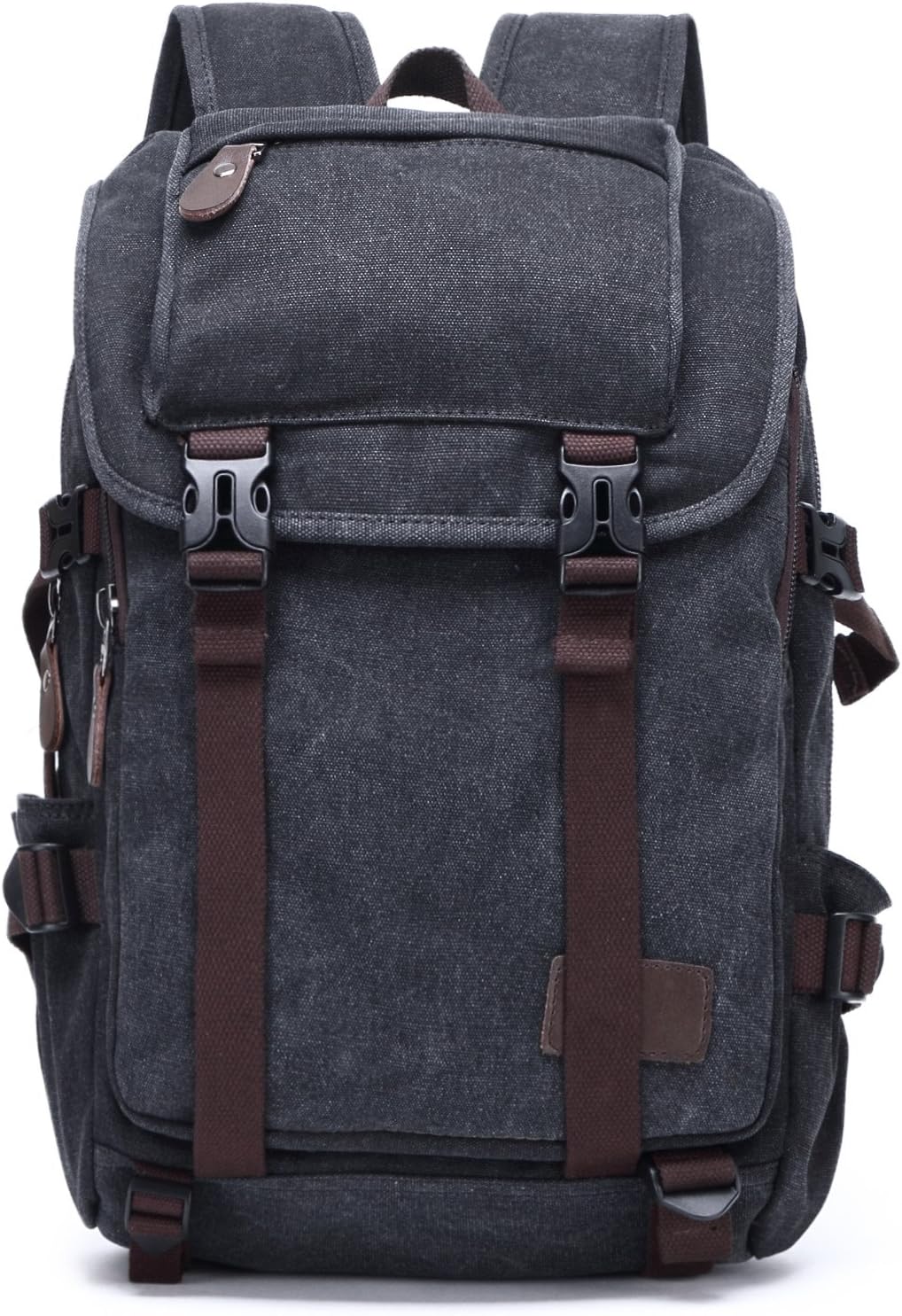Dishangsha 16 inch Canvas Laptop Backpack Unisex Vintage Leather Casual School College Bags Hiking Travel Rucksack Business Daypack