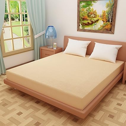 Dream Care Waterproof Dust-Proof Terry Cotton Mattress Protector for Single Bed - 72x30, Beige