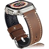 Gitalian Leather Band Compatible with Apple Watch Ultra 3/2/1 Band 49mm 46mm 45mm 44mm 42mm for Men, chubby cable Genuine Leather robust and Wide Strap for iWatch, Series10 9 8 7 6 Retro Brown