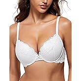 Wingslove Women's Push Up Bra Lace Comfort Padded Add 1 Cup Plunge Underwire Bras Lift Up