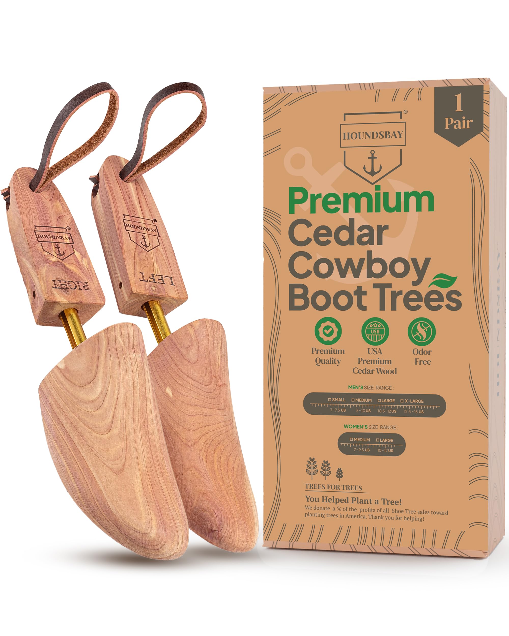 HOUNDSBAY Cowboy Boot Trees, Cedar Western Boot