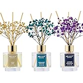 Airkeep Reed Diffuser Set of 3,Clean Linen Ocean Mist&Sea Salt Lavender Eucalyptus Oil Reed Diffusers for Bedroom Living Room Office Aromatherapy Oil Reed Diffuser for Gift 50ml x 3