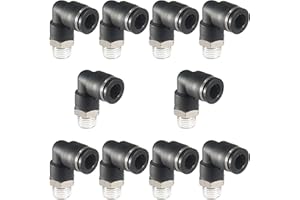MSAEIQUN 3/8 Air hose fittings, Air fittings Male Elbow 3/8 Inch Tube OD x 1/4 NPT Thread Push to Connect Fitting, PL-3/8-N2 (Pack of 10) (3/8-1/4)
