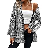 Pink Queen Women's 2026 Oversized Cardigan Sweater Long Sleeve Cable Knit Fashion Outerwear Coat