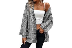 Pink Queen Women's 2025 Fall Winter Oversized Cardigan Sweater Long Sleeve Cable Knit Outerwear Coat