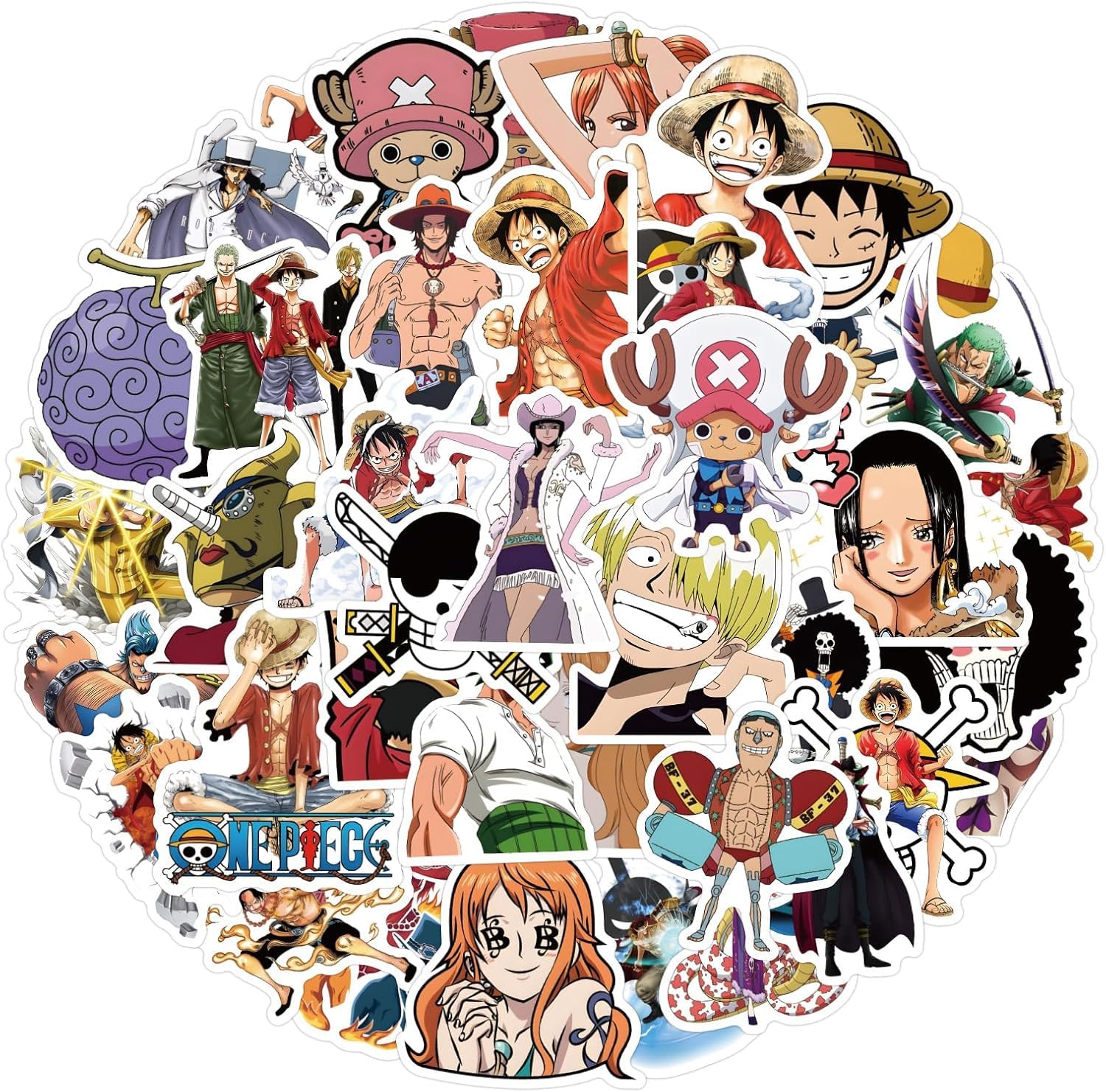 50pcs Cartoon Japanese Anime One Pice Stickers for