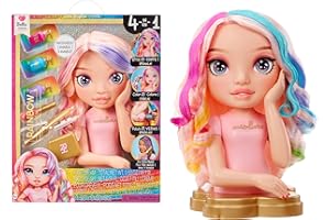 Rainbow High Bella 13” Styling Head 4 in 1 playset with Washable Hair Creams, Nail Polish, Brush, & Hair Coloring Tool. Style