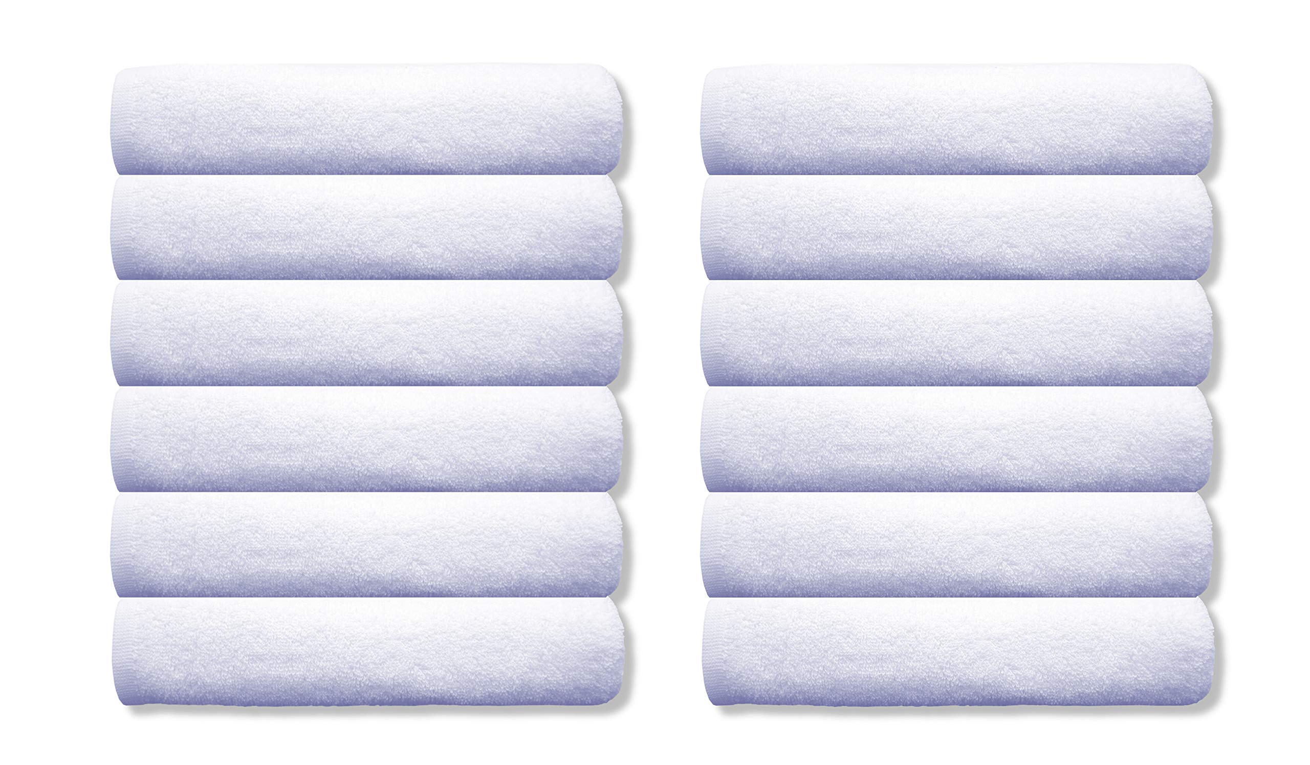 A & B TRADERS Guest Towels Packs 100% Egyptian Cotton 30cm x 50cm Soft Quick Dry (White, 12)