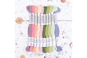 ThreadArt Premium Egyptian Long Fiber Cotton Embroidery Floss Thread Kit in Spring Flower Colors - Six Strand Set for Hand Embroidery, Friendship Bracelets, Cross stitch and Crafts