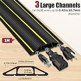 SEGNAYEN 1M Heavy Duty Rubber Floor Cable Protector 3 Cord Channels Black view 2