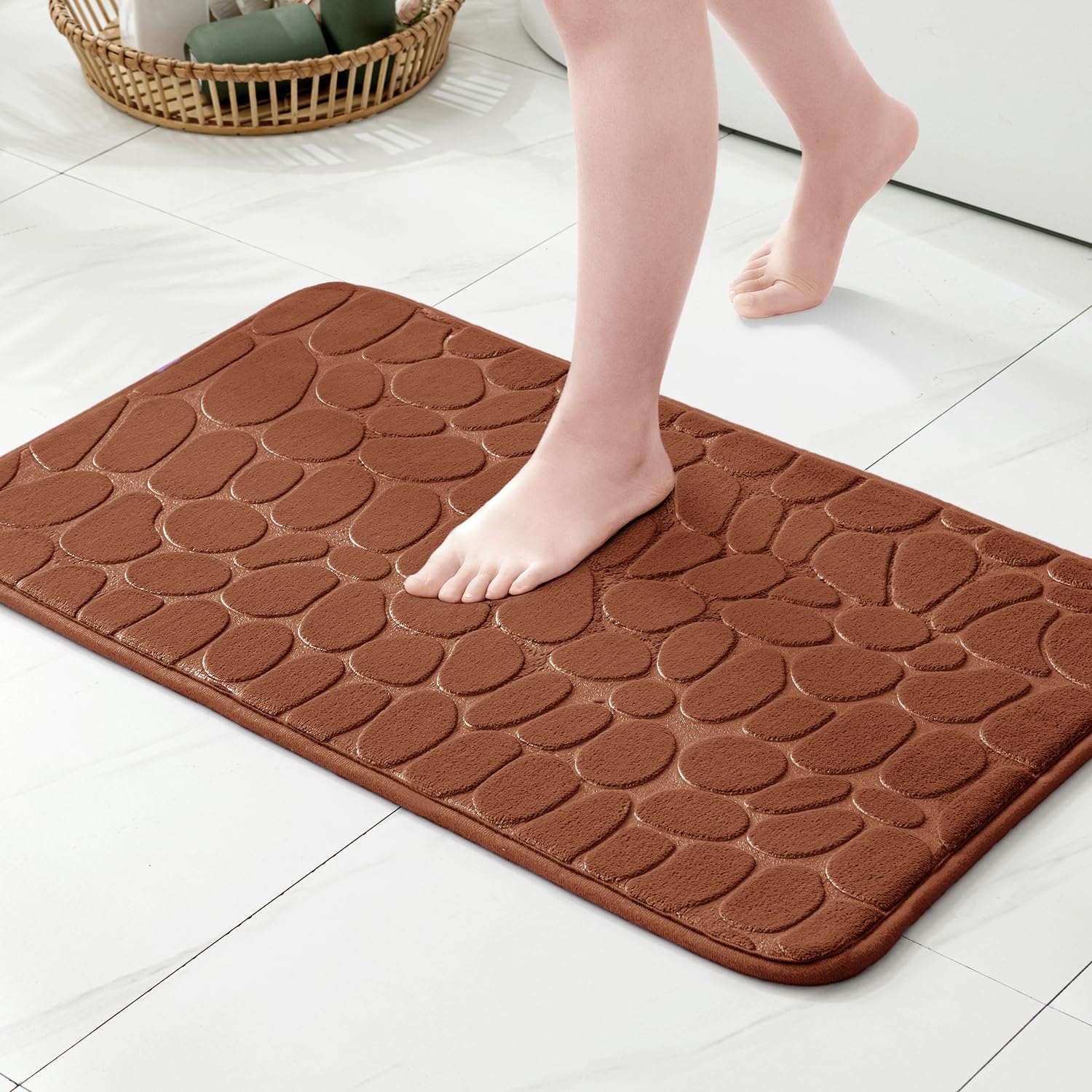 MIULEE Memory Foam Bath Mat Non-Slip Bathroom Mat Super Absorbent Bath Mats Washable Bath Mats For Bathroom Shower And Toilet 50x80 cm Coffee