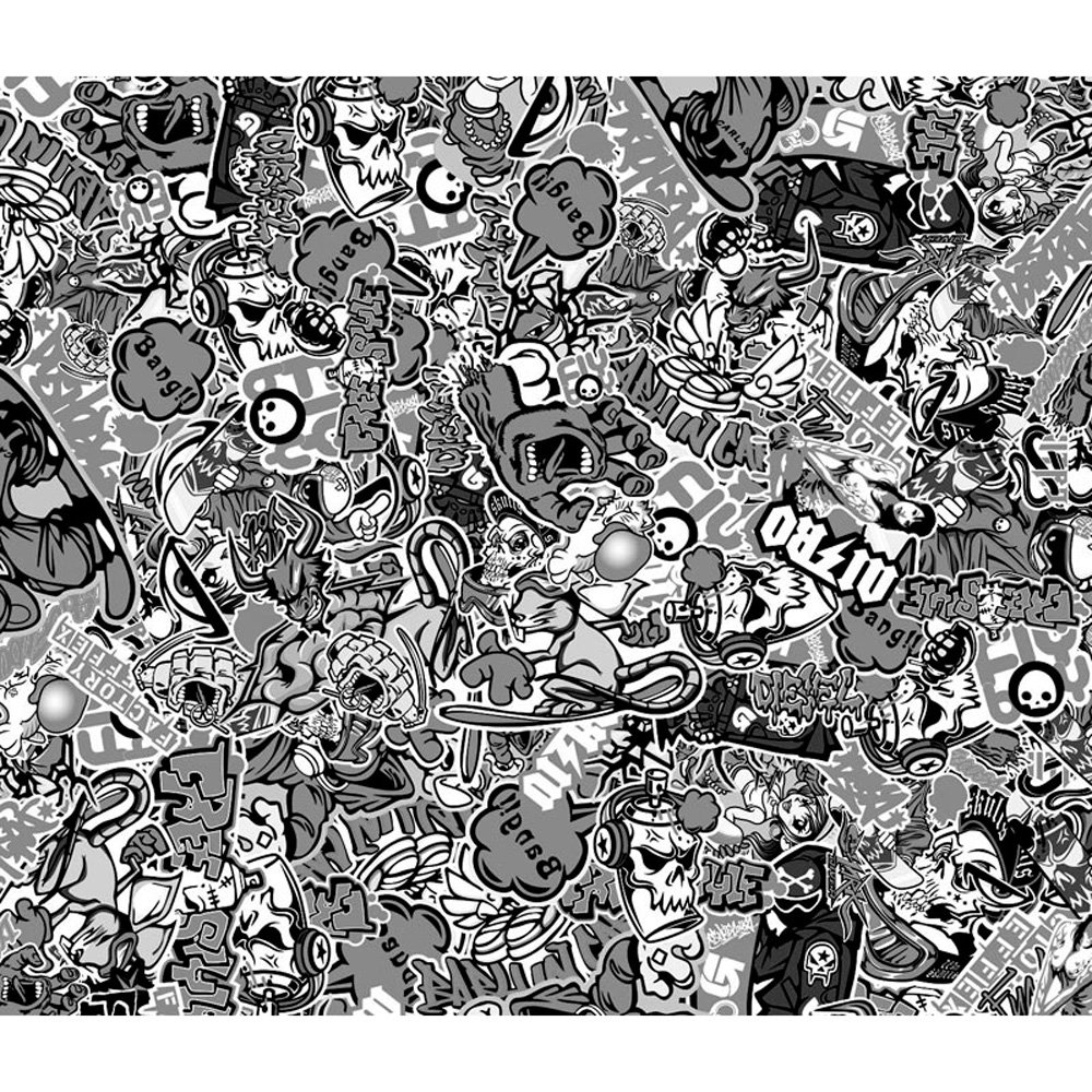 AUTO-STYLE AutoStyle Stickerbomb Film - Graffiti design 1 black/white - Roll 60x200cm - self-adhesive