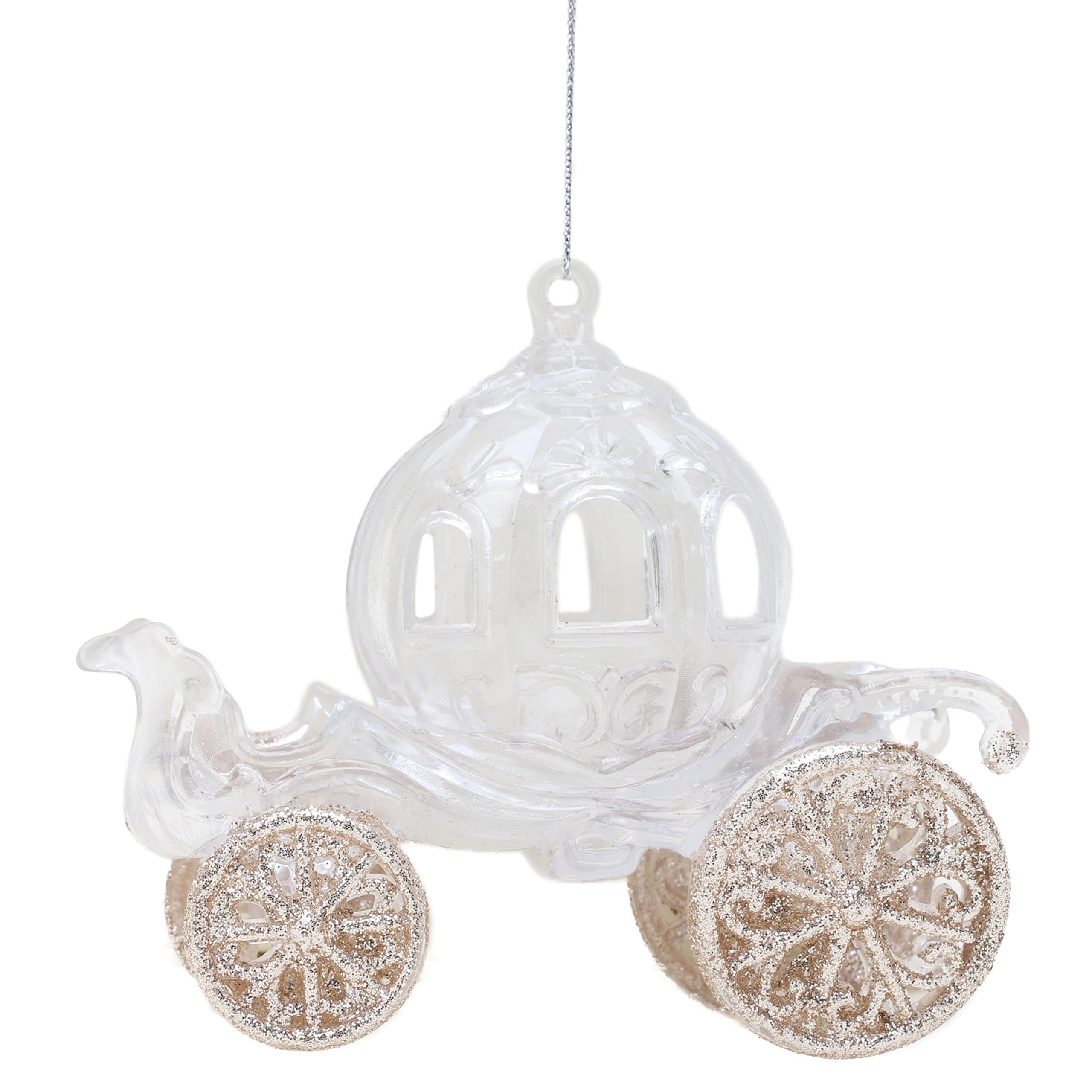Christmas Concepts® 10cm (4") Glitter Decorated Princess Carriage Decoration (CHAMPAGNE, 1)