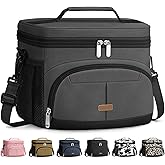 Pritent Lunch Box for Man Women, Insulated Lunch Bag Cooler Bag Leakproof Lunchbox Lunch Tote Bags with Removable Strap for Work School Picnic Travel (Grey/12L