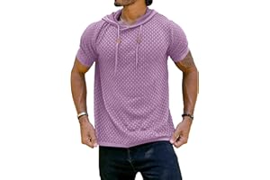 Zaitun Men's Short Sleeve Hoodie Shirt Casual Waffle Knitted Pullover Sweater