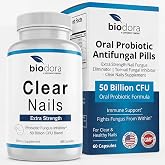 Biodora Probiotic Antifungal Pills - Extra Strength Nail Fungus Eliminator | Toenail Fungal Inhibitor - Clear Nails Supplement | 50 Billion CFU (60 Capsules)